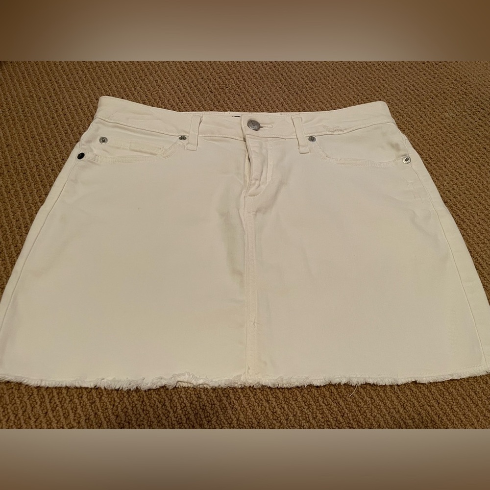 Bebe White Jean Mini Skirt